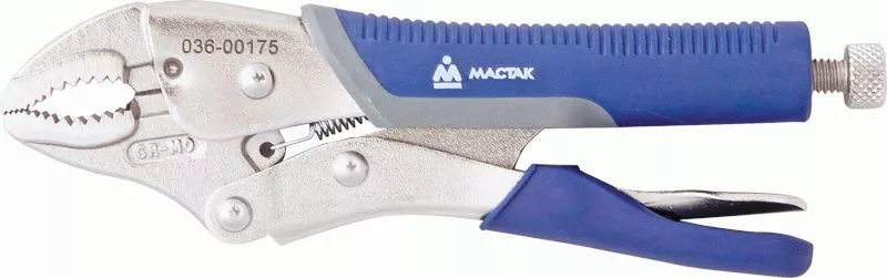 Зажим с фиксатором 175 мм, с закругленными губками МАСТАК 036-00175H