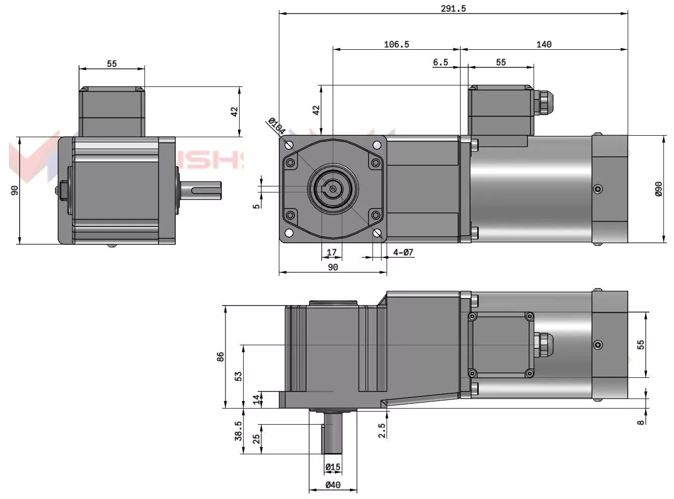 Мотор-редуктор 90YS120WGV22H/L90GF100RT 120 Вт 13 об/мин 220 В