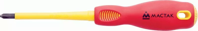 Отвёртка крестовая Phillips 1х80 мм, диэлектрическая МАСТАК 041-01080E