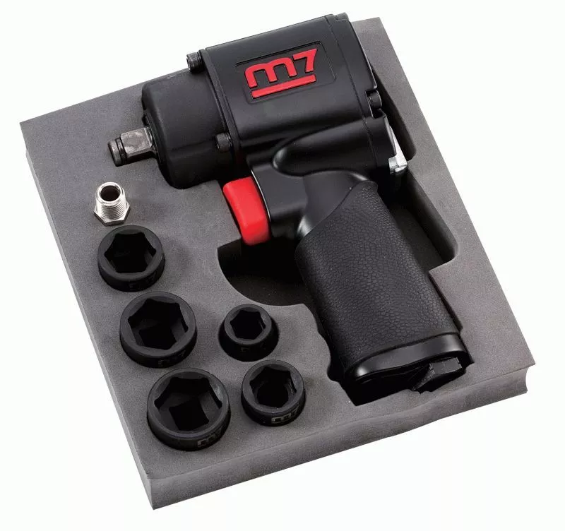 Гайковерт пневматический ударный 1/2", 610 Нм, с комплектом головок, 7 предметов MIGHTY SEVEN NC-4610AN