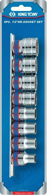 Набор торцевых головок 1/2", двенадцатигранные, 10-22 мм, 8 предметов KING TONY 4010MR