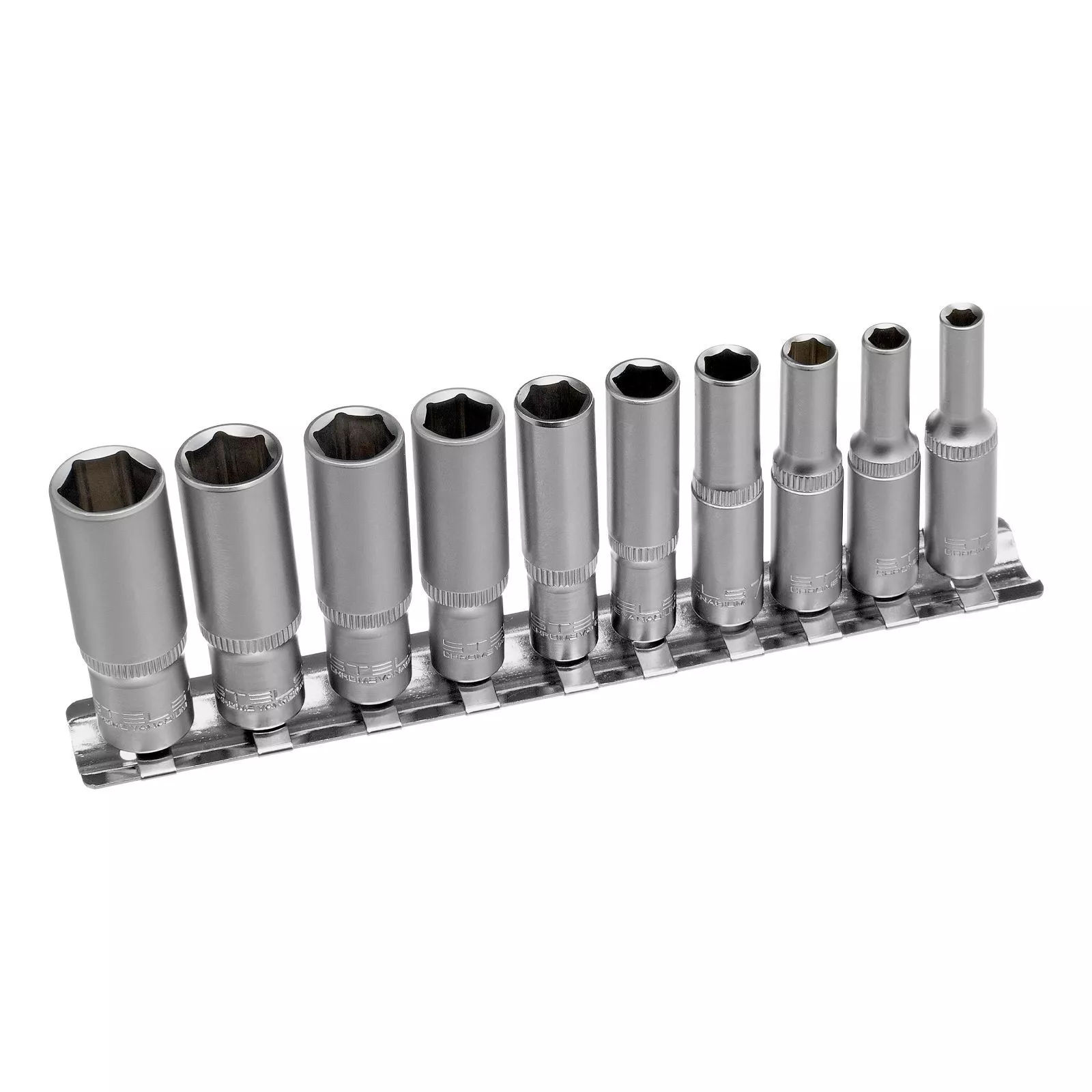 Набор удлиненных торцевых головок 1/4, шестигранные, CrV, 10 шт, 4-13 мм Stels