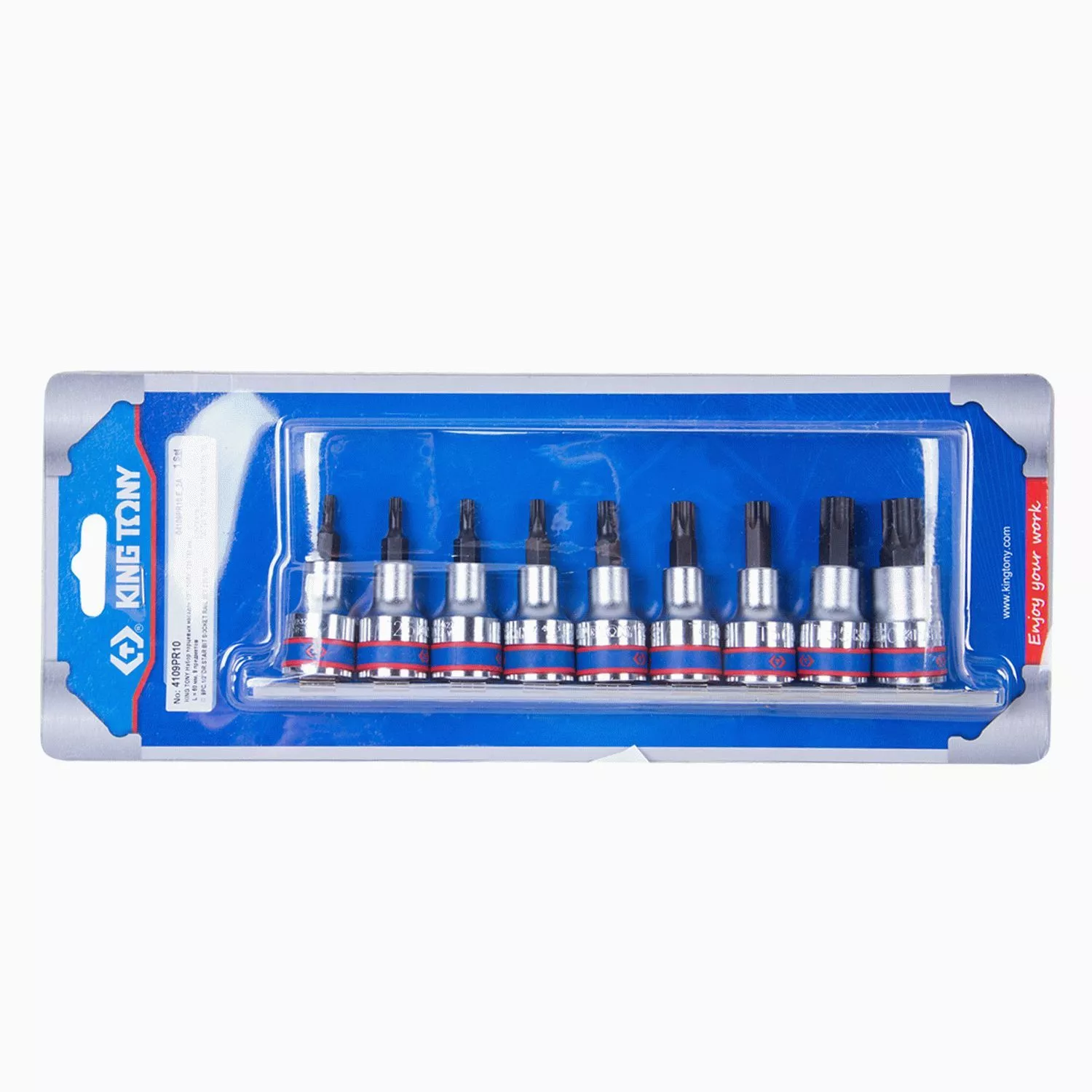 Набор торцевых насадок 1/2", Torx, Т20-Т60 мм, L = 60 мм, 9 предметов KING TONY 4109PR10