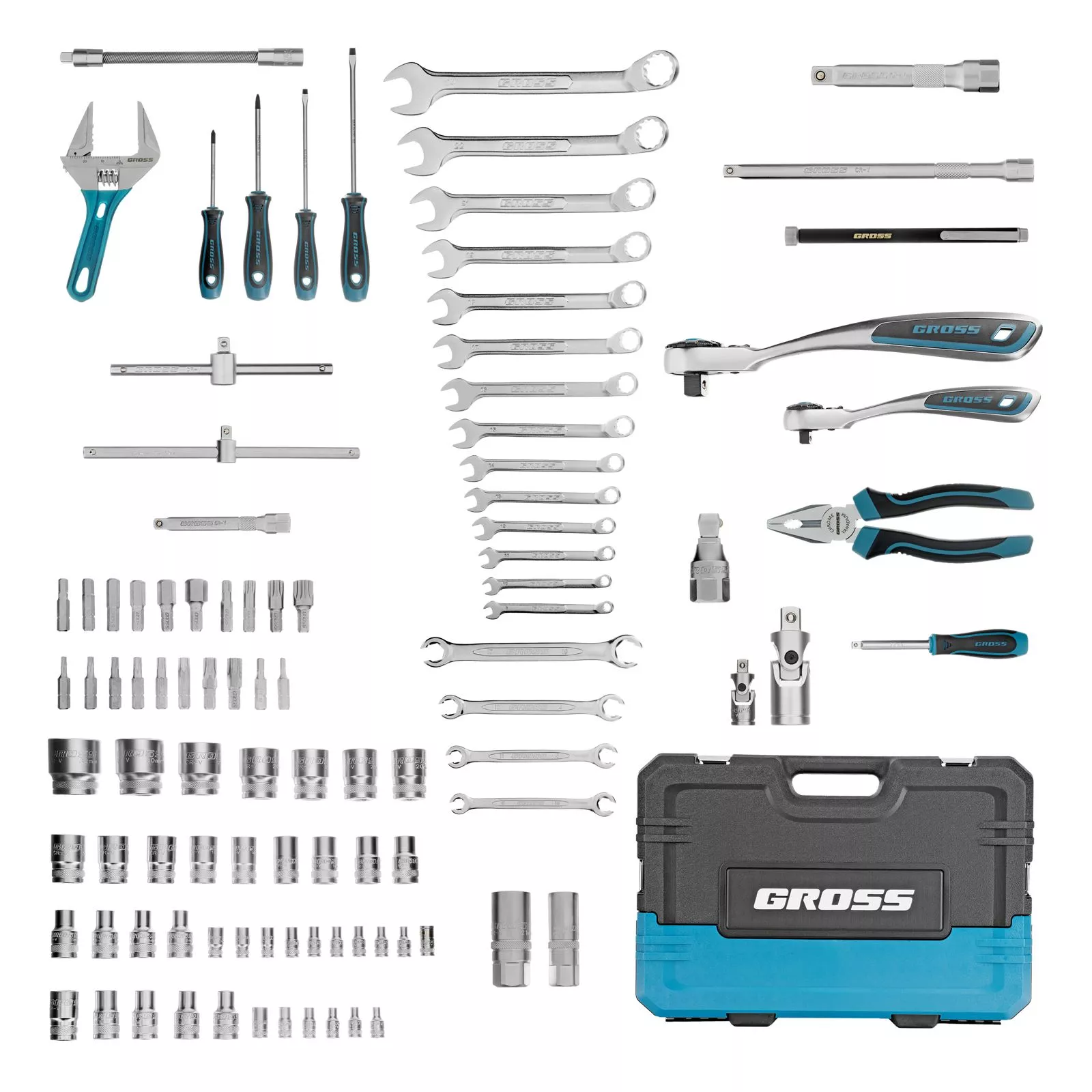 Набор инструментов, 1/4", 1/2", CrV, 120 зубьев, 101 предмет Gross