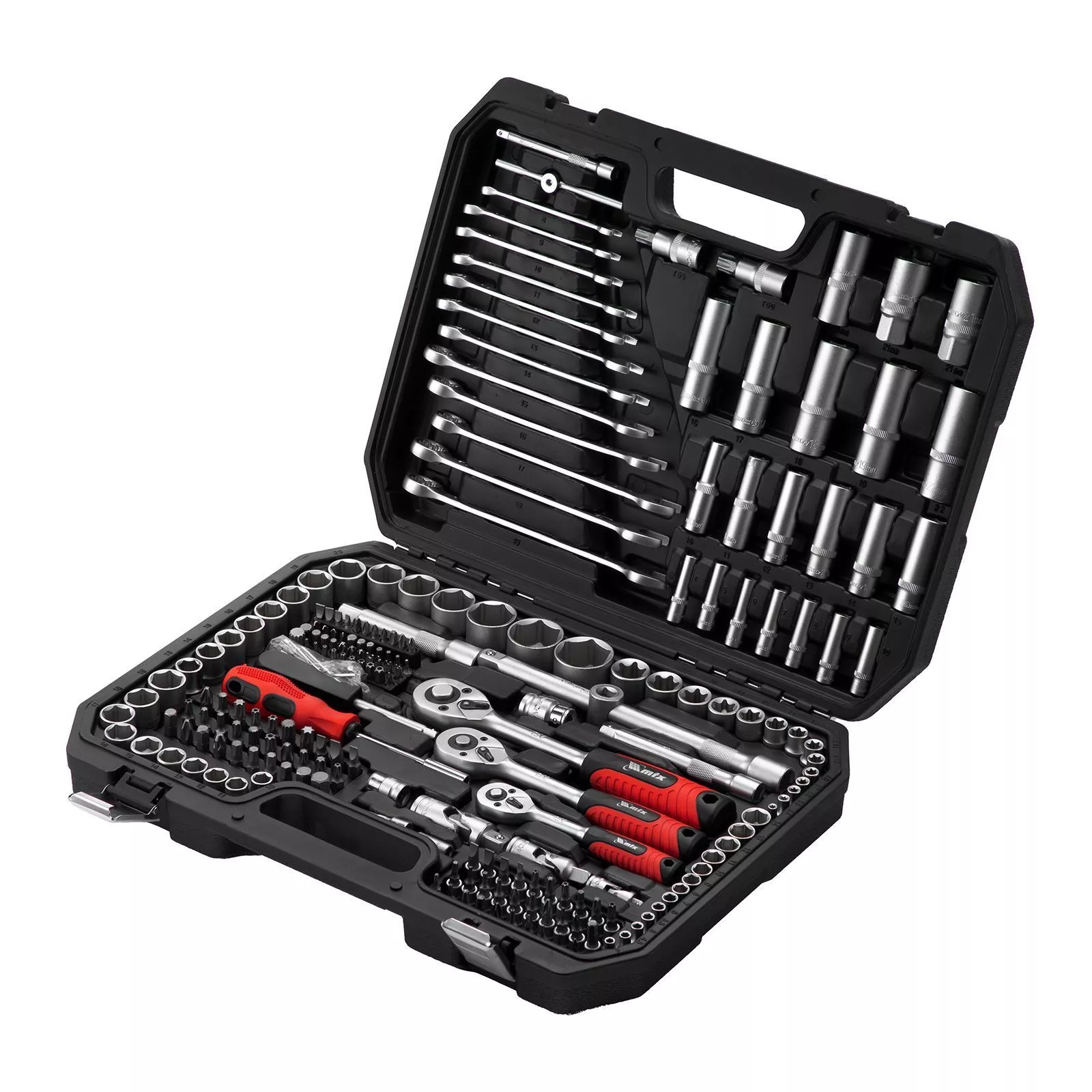 Набор инструментов, 1/2", 3/8", 1/4", пластиковый кейс 215 предметов MTX