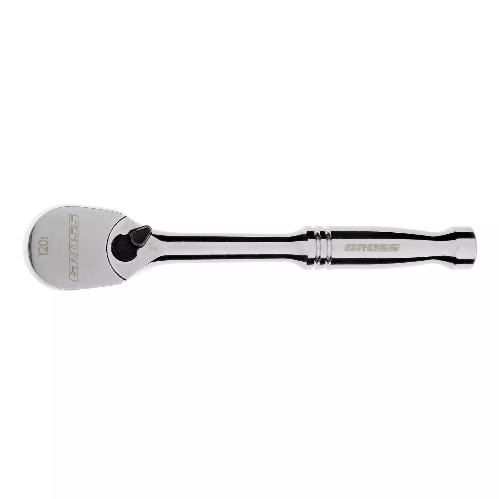 Ключ-трещотка 1/4", CrV, 120 зубьев, цельнометаллический, хром Gross