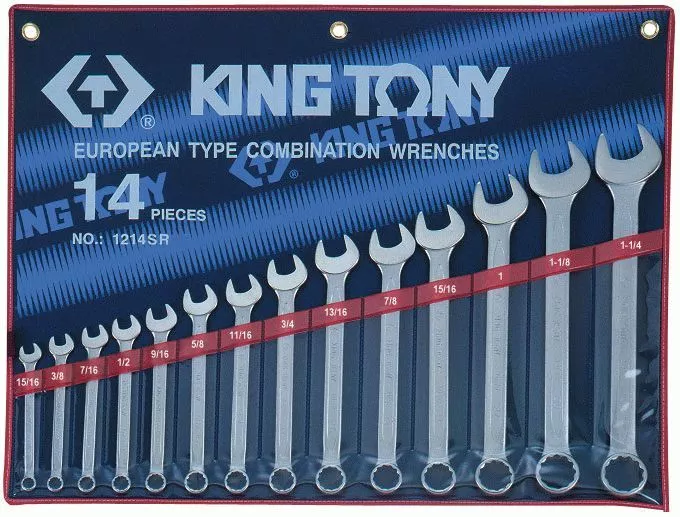 Набор комбинированных ключей, 5/16"-1-1/4", 14 предметов KING TONY 1214SR