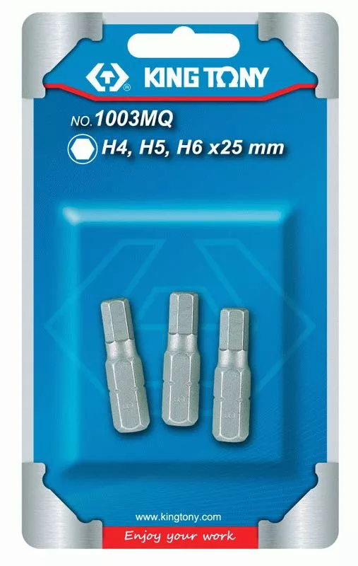 Набор вставок (бит) 1/4", Hex, 4, 5, 6 мм, 3 предмета KING TONY 1003MQ
