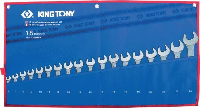 Набор комбинированных ключей, 6-24 мм чехол из теторона, 18 предметов KING TONY 1218MRN
