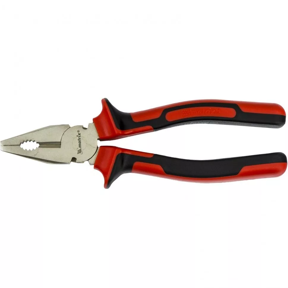 Плоскогубцы Nickel, никелированные 200 мм, двухкомпонентные рукоятки Matrix