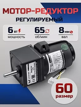 Регулируемый мотор-редуктор 60YT06WGV22X/60GK20H 6 Вт 65 об/мин 220 В