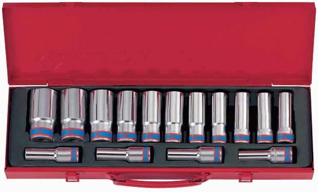 Набор глубоких торцевых головок 1/2", двенадцатигранные, 10-32 мм, 15 предметов KING TONY 4215MR