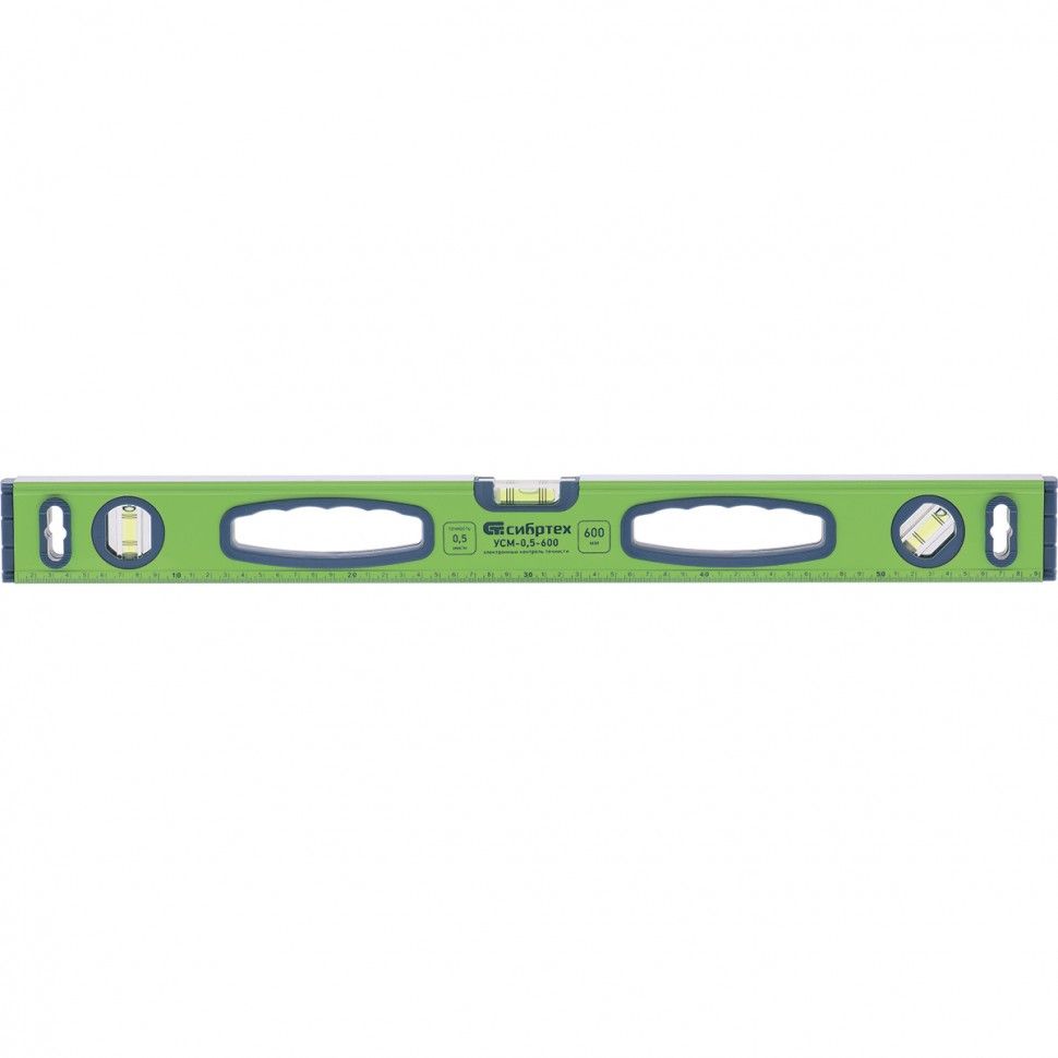 Уровень алюминиевый УСМ-0,5-2000, фрезерованный, 3 глазка, магнитный, рукоятки, 2000 мм Сибртех