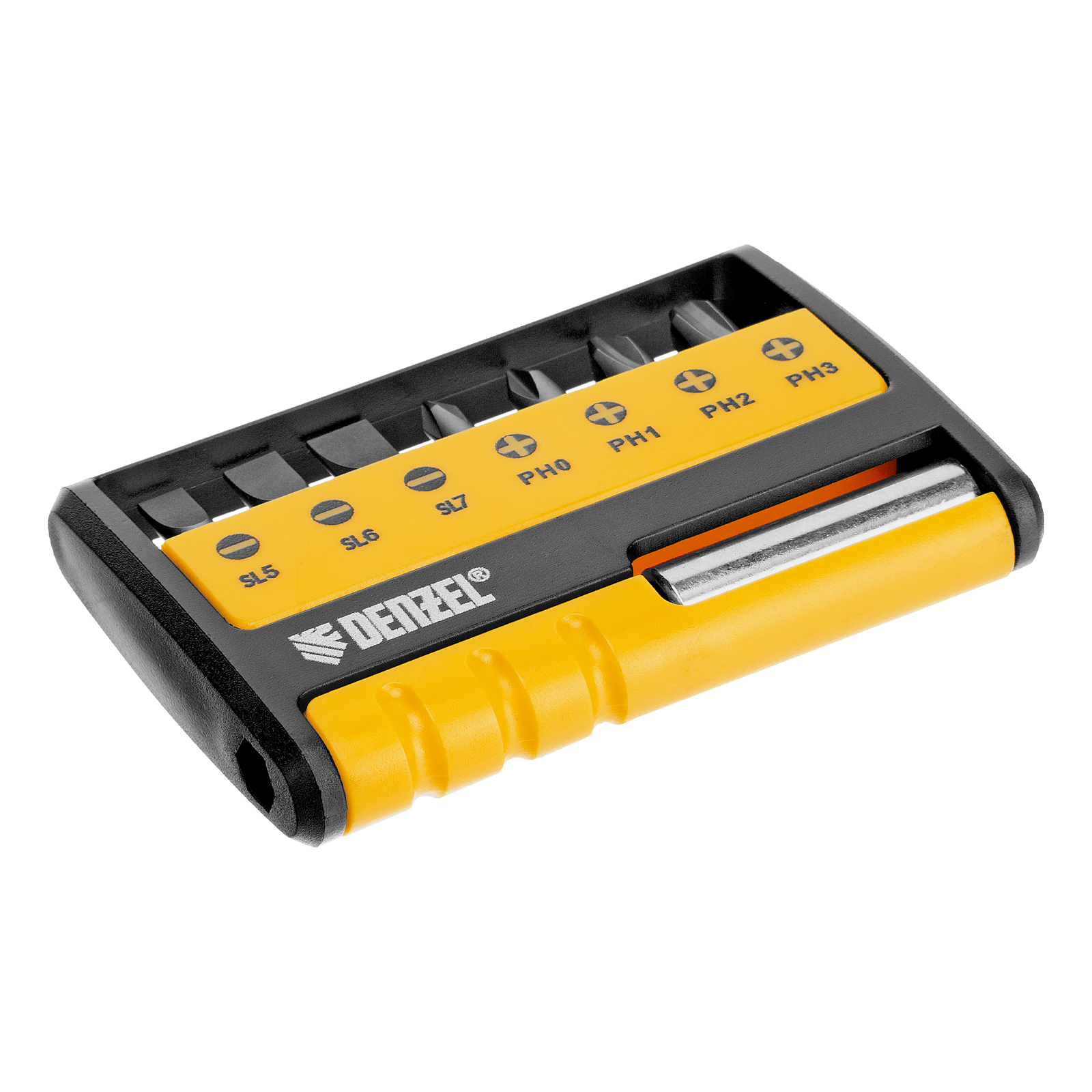 Набор бит с магнитным держателем, S2, 8 шт Denzel