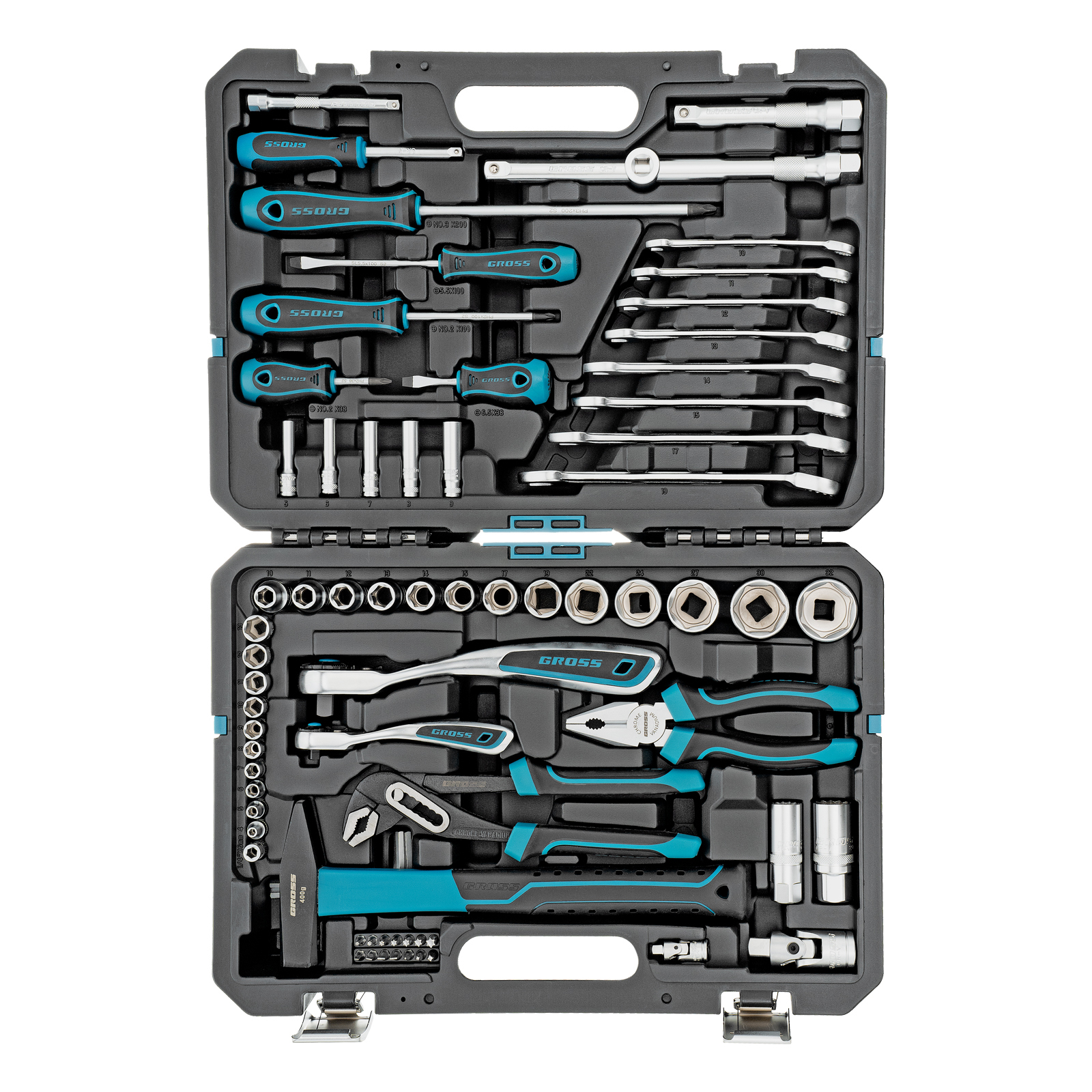 Набор инструментов, 1/4", 1/2", CrV, 120 зубьев, 76 предметов Gross