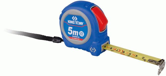 Рулетка измерительная 5 м, магнитный крюк KING TONY 79094-05C1