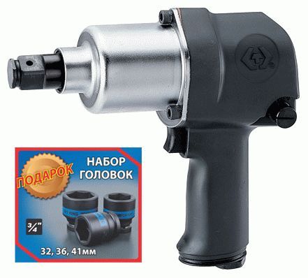 Гайковерт пневматический ударный 3/4", 949 Нм, в комплекте 3 торцевые головки KING TONY P33611-055B