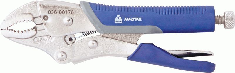 Зажим с фиксатором 175 мм, с закругленными губками МАСТАК 036-00175H