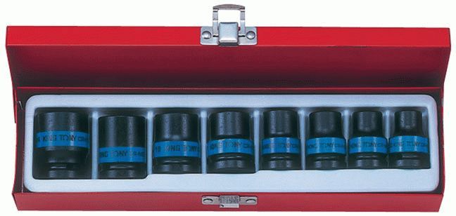 Набор ударных торцевых головок 1/2", шестигранные, 10-24 мм, 8 предметов KING TONY 4408MP