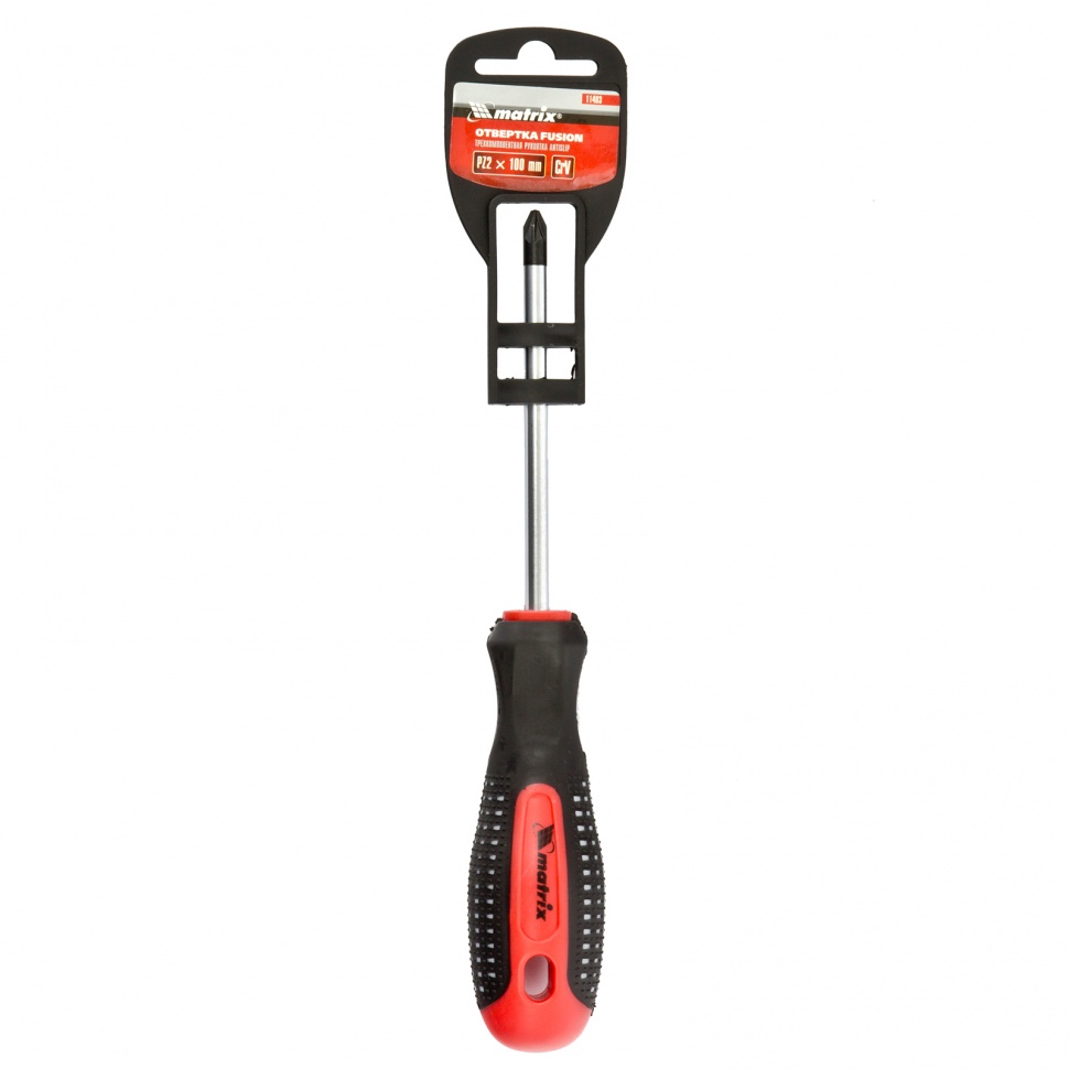 Отвертка Fusion, PZ2 x 100 мм, CrV, трехкомпонентная рукоятка "Anti slip" Matrix