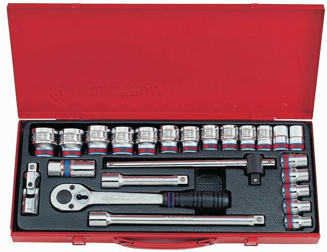 Набор торцевых головок с принадлежностями 1/2", двенадцатигранные, 3/8"-1,1/4", 24 предмета KING TONY 4028SR