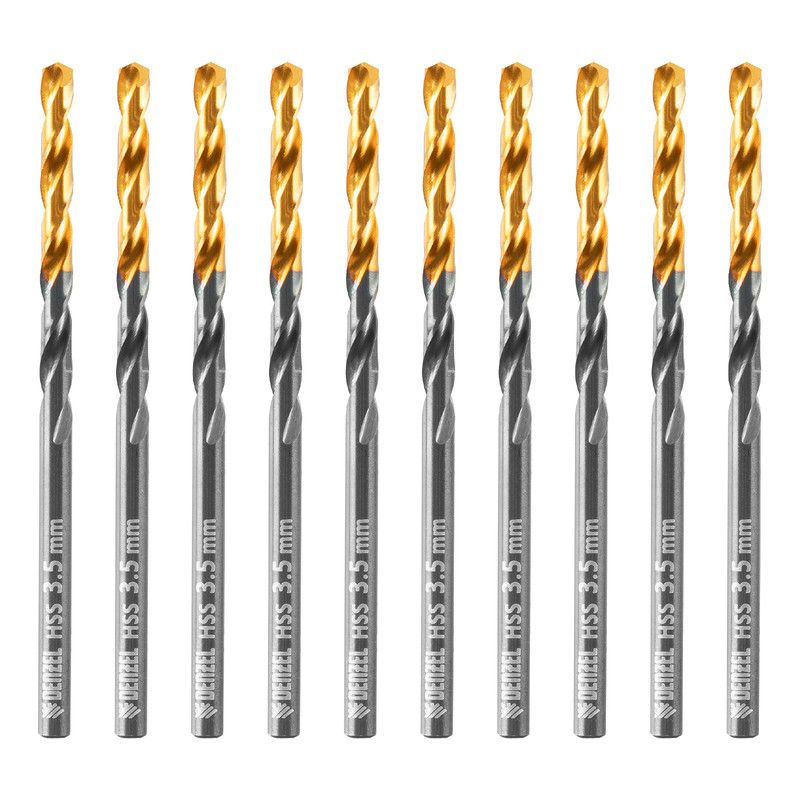 Сверло по металлу, 3,5 мм, HSS-Tin, Golden Tip, 10 шт. Denzel