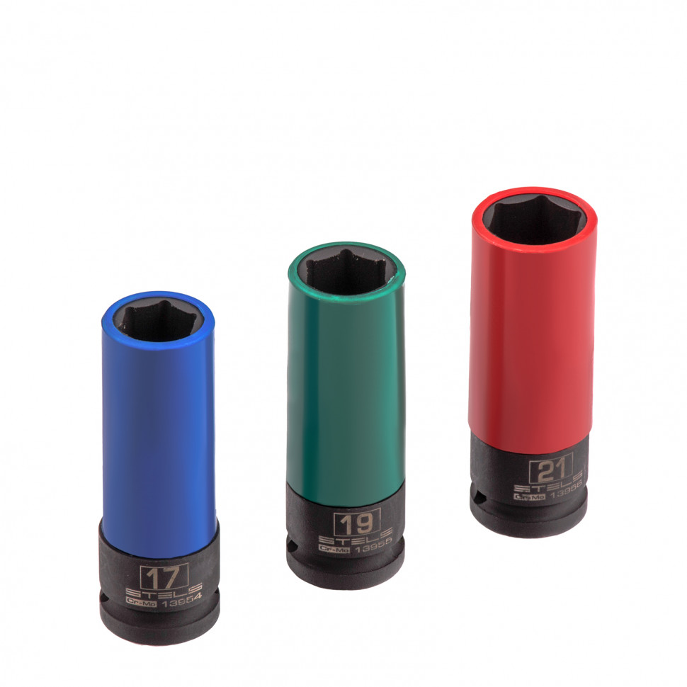 Набор головок ударных 6-гранных удлиненных для колесных дисков (17,19,21 мм) 1/2" 3 шт Stels