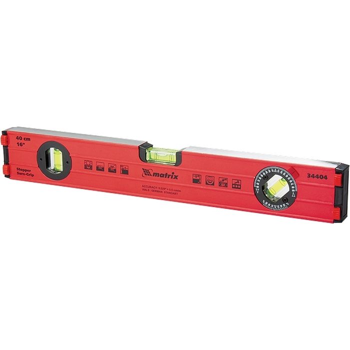 Уровень алюминиевый, 1000 мм, фрезерованный, 3 глазка, усиленный Matrix