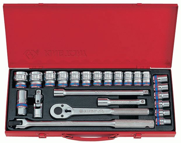 Набор торцевых головок с принадлежностями 1/2", шестигранные, 10-32 мм, 24 предмета KING TONY 4532MR