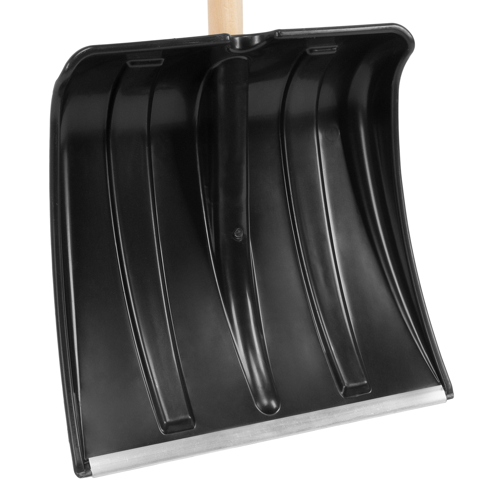 Лопата для уборки снега пластиковая, 380х350х1370 мм, деревянный черенок