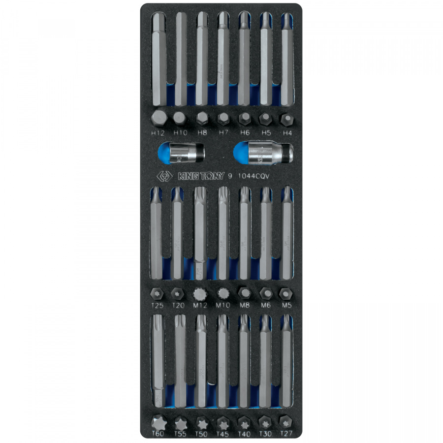 Набор вставок (бит) 10 мм, Torx, Spline, Hex, ложемент, 44 предмета KING TONY 9-1044CQV
