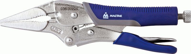 Зажим с фиксатором 225 мм, тонконосый МАСТАК 036-30225H