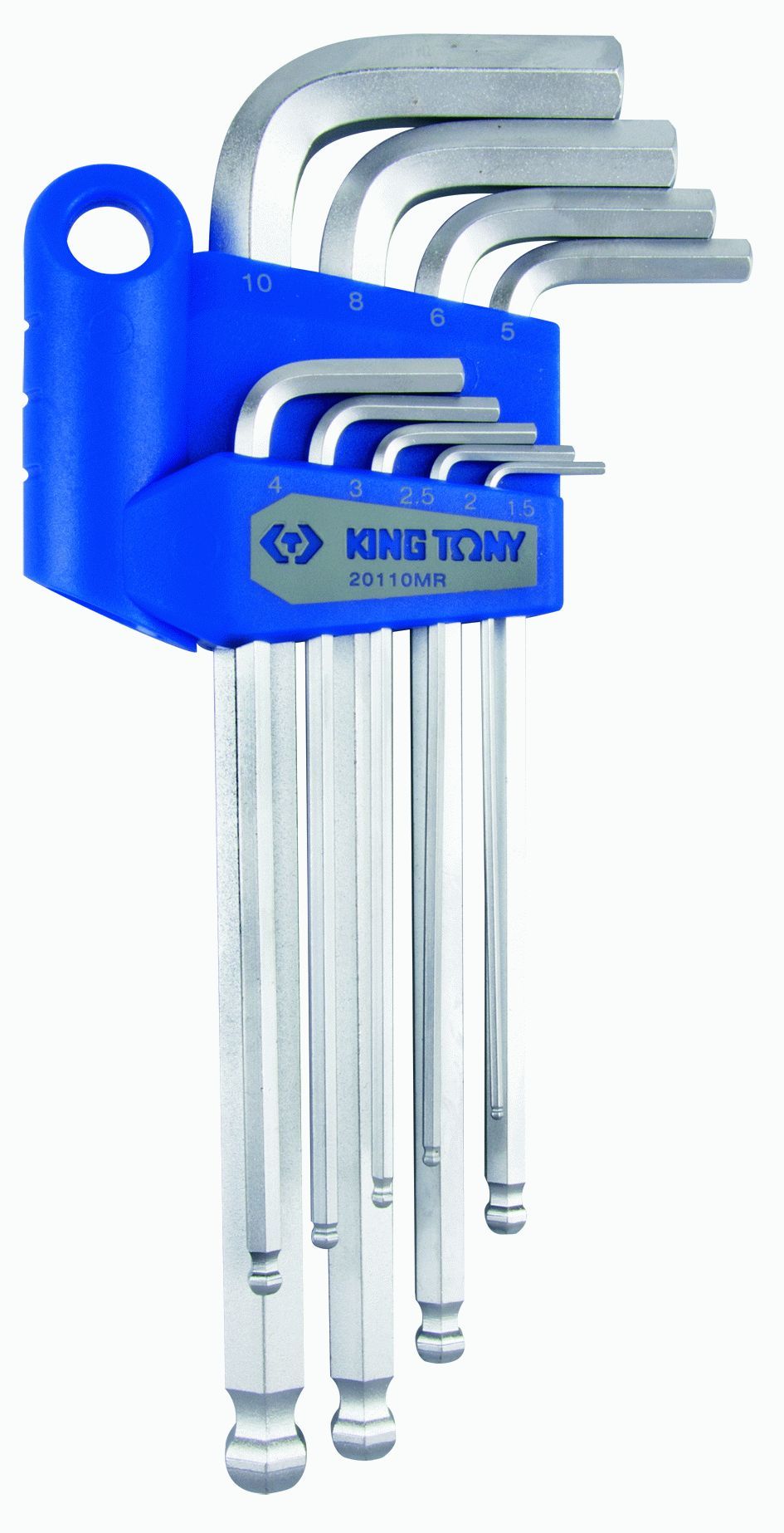 Набор Г-образных шестигранников 1,5-10 мм, длинные, с шаровым окончанием, 9 предметов KING TONY 20110MR