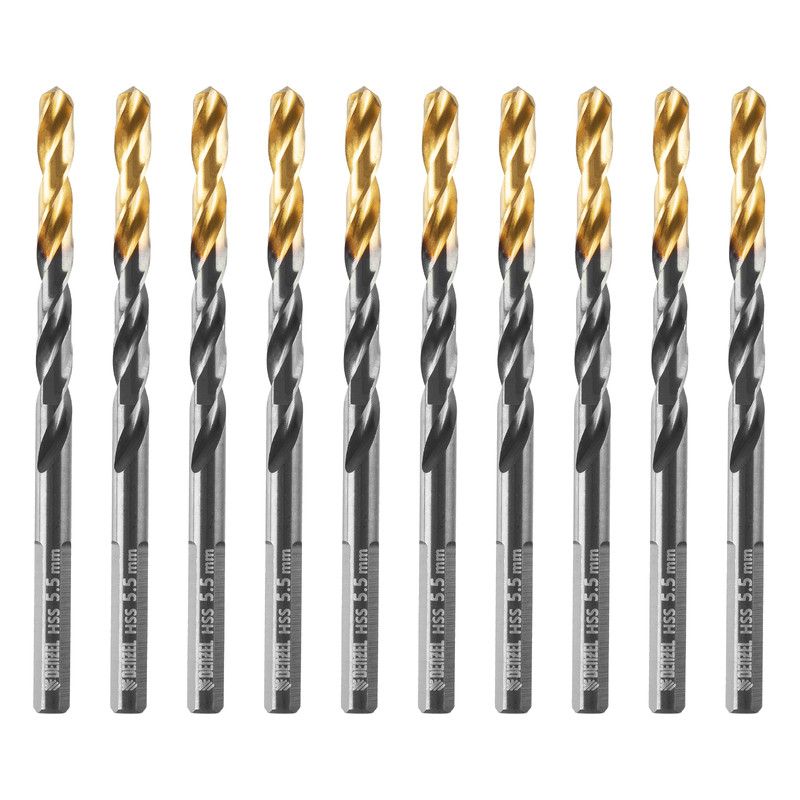 Сверло по металлу, 5,5 мм, HSS-Tin, Golden Tip, 10 шт. Denzel