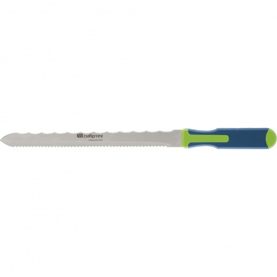 Нож для резки теплоизоляционных панелей, 2-стороннее лезвие, обрезиненная рукоятка, 420 мм, лезвие 280 мм Сибртех