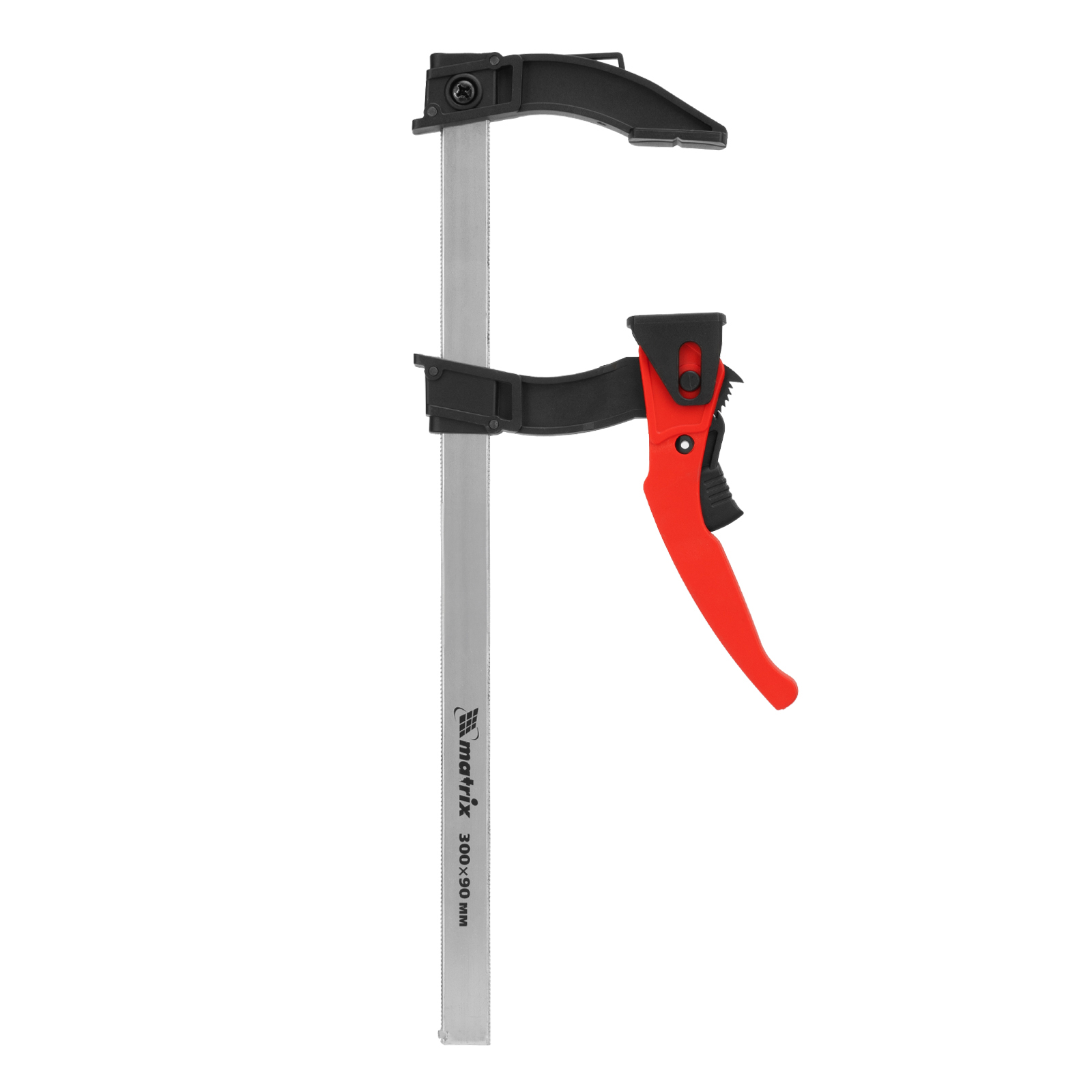 Струбцина реечная быстрозажимная, пластиковый корпус рычажно-храповой механизм, 300 х 90 х 390 мм, штанга 5 х 20 мм Matrix