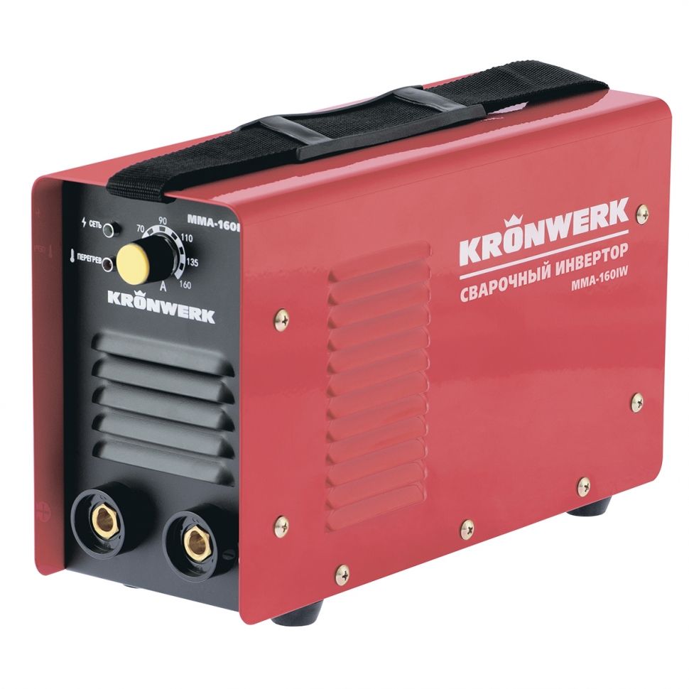 Аппарат инверторный дуговой сварки ММА-160IW, 160 А, ПВР60%, диаметр электрода 1.6-3.2 мм, провод 2 м Kronwerk