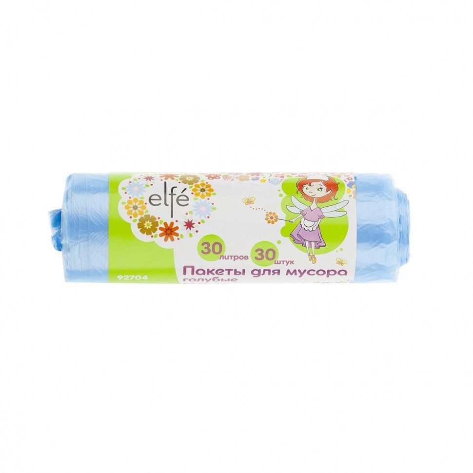 Пакеты для мусора 30 л х 30 шт, голубые, Россия Elfe
