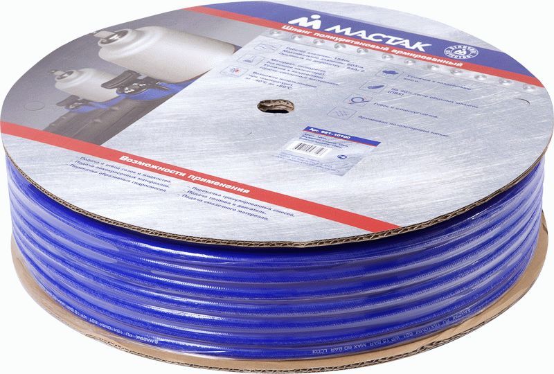 Шланг пневматический 10х15 мм, 100 м, полиуретановый МАСТАК 681-10100