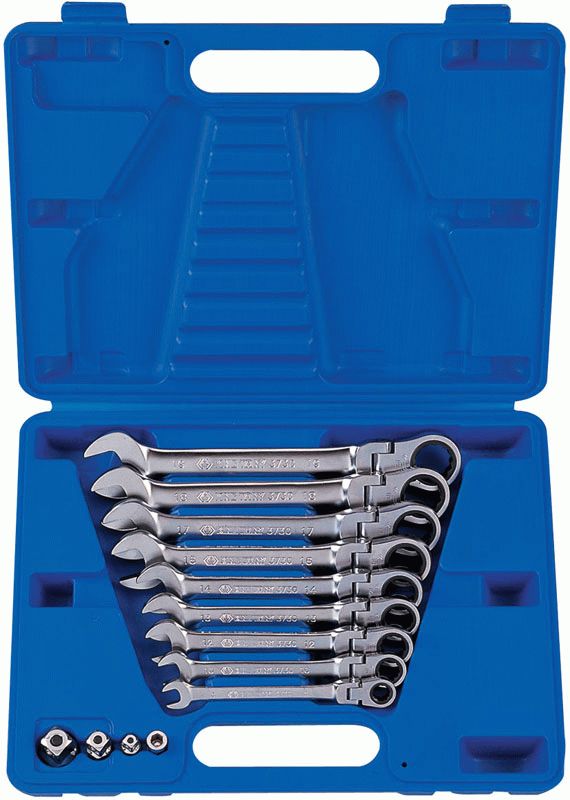 Набор комбинированных трещоточных ключей, 8-19 мм, кейс, 13 предметов KING TONY 13013MR