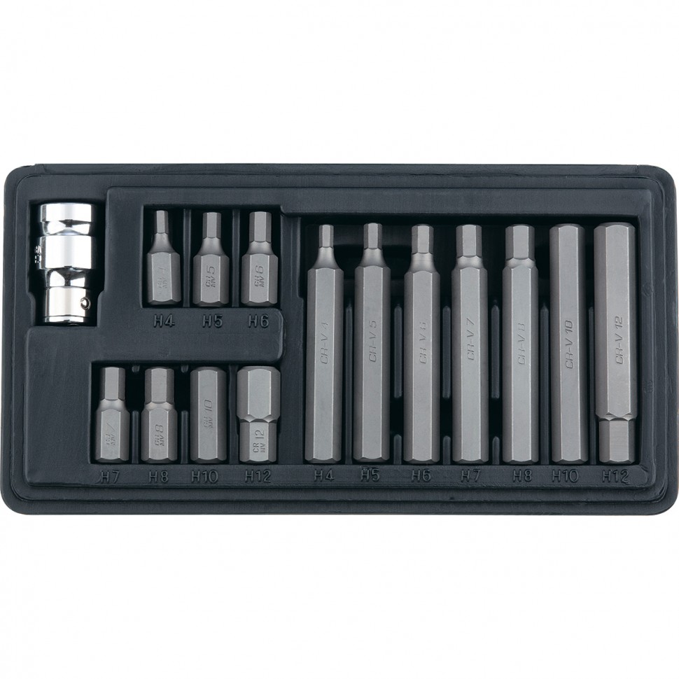 Набор бит HEX, шестигранный хвостовик 1/2'', CrV, 10 мм, 15 предметов Stels