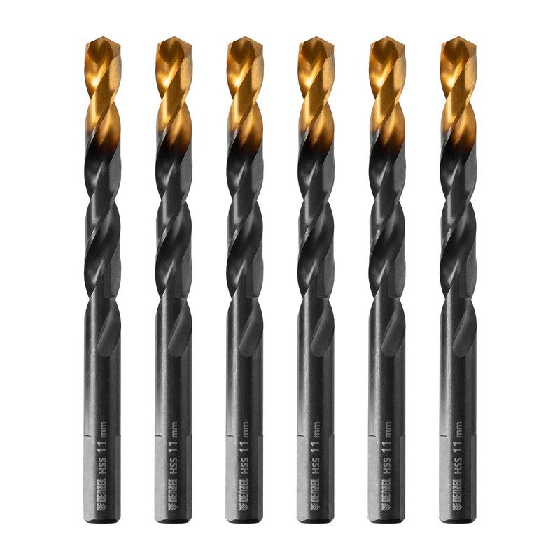 Сверло по металлу, 11 мм, HSS-Tin, Golden Tip, 6 шт. Denzel