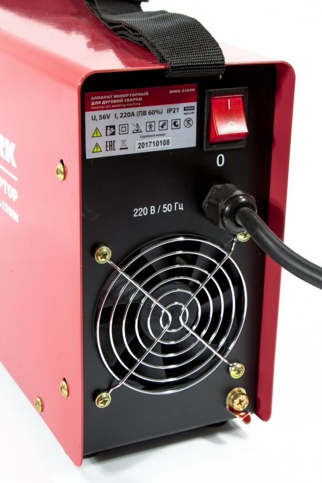 Аппарат инверторный дуговой сварки ММА-220IW, 220 А, ПВР 60%, диаметр электрода 1.6-5 мм, провод 2 м Kronwerk