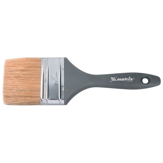 Кисть плоская "Евро" 3", натуральная щетина, пластмассовая ручка MTX