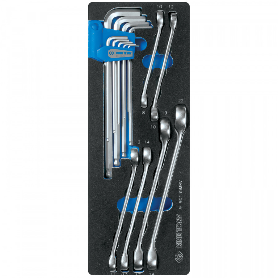 Набор разрезных ключей и шестигранники Г-образные, ложемент, 15 предметов KING TONY 9-90135MRV
