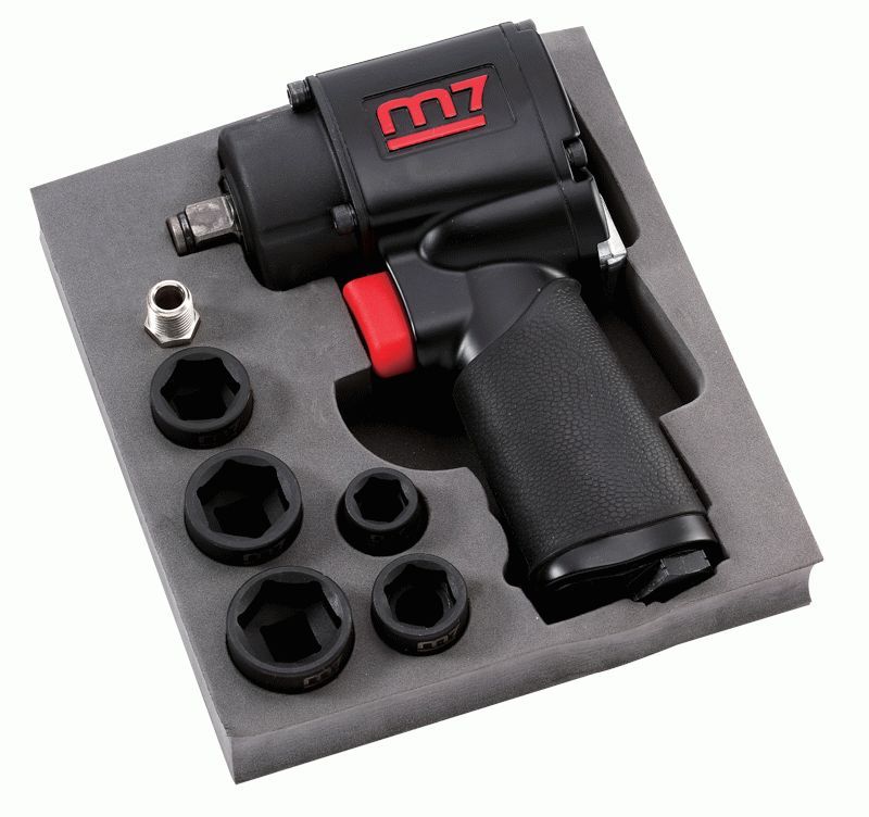 Гайковерт пневматический ударный 1/2", 610 Нм, с комплектом головок, 7 предметов MIGHTY SEVEN NC-4610AN