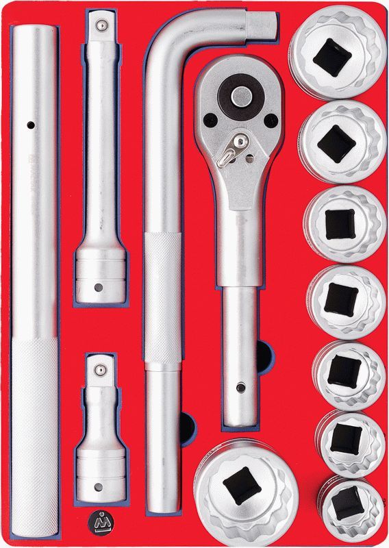 Набор торцевых головок 3/4” с принадлежностями, ложемент, 13 предметов МАСТАК 5-0062213