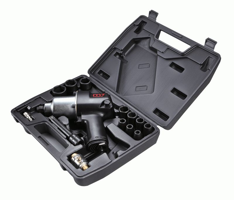 Гайковерт пневматический ударный 1/2'', 813 Нм, с комплектом головок, 15 предметов MIGHTY SEVEN NC-0415M4