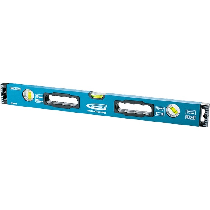 Уровень алюминиевый, 2000 мм, усиленный с ударопрочными заглушками, рукоятки, 3 глазка Gross