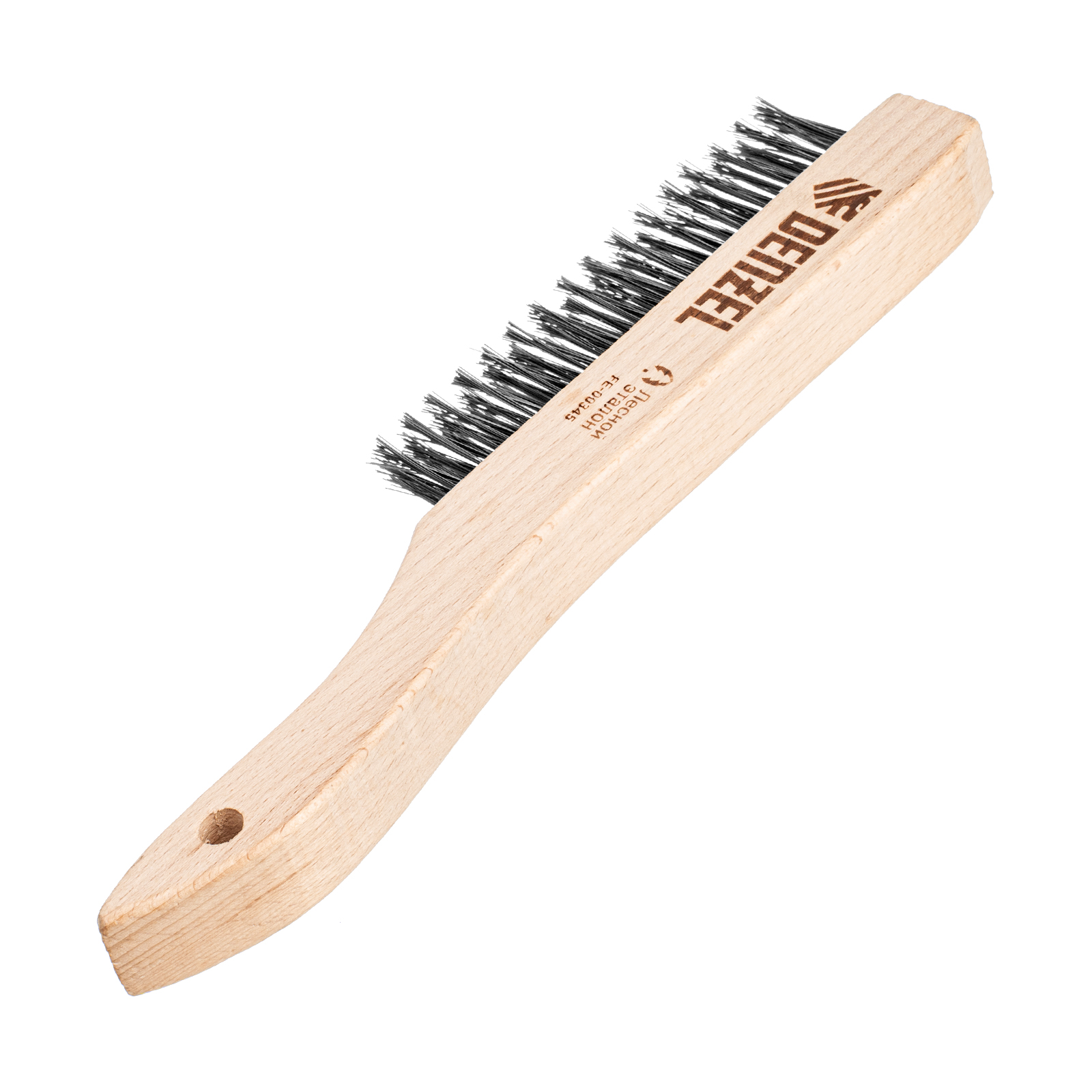 Щетка зачистная 3-х рядная, прямая проволока из нержавеющей стали с деревянной ручкой, EFP// Denzel